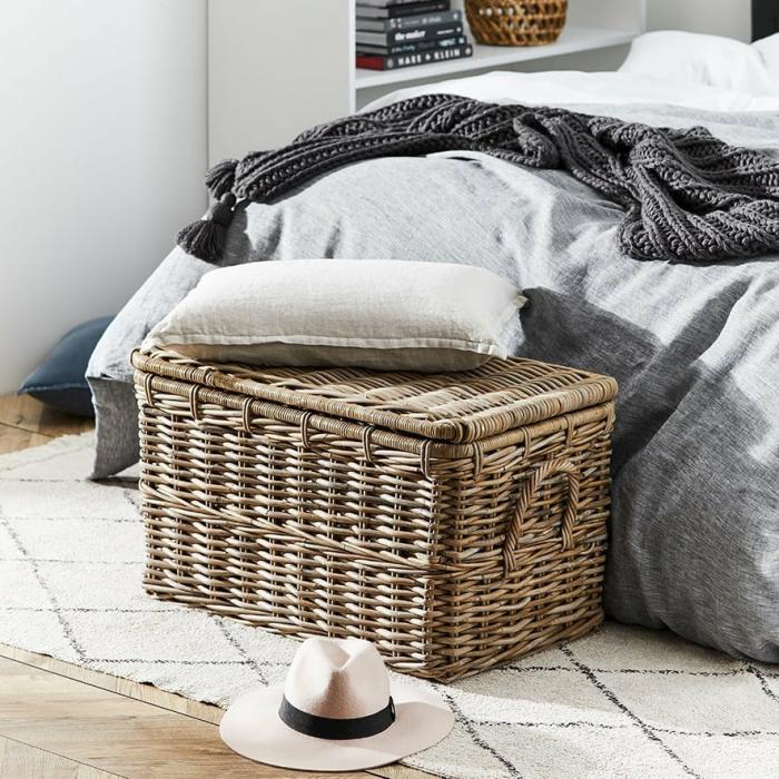 Baskets |  Mckenzie Storage Chest In Antique Grey Baskets Baskets