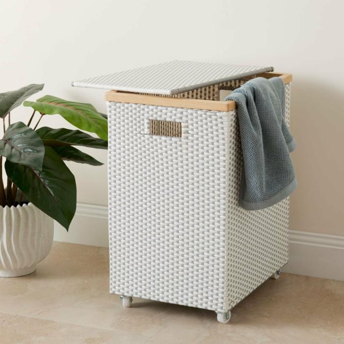 Baskets |  Portsea White & Grey Laundry Storage Baskets Baskets