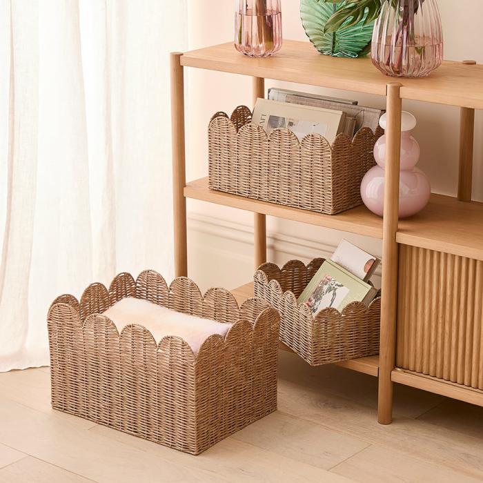 Baskets |  Scalloped Natural Storage Baskets Baskets Baskets