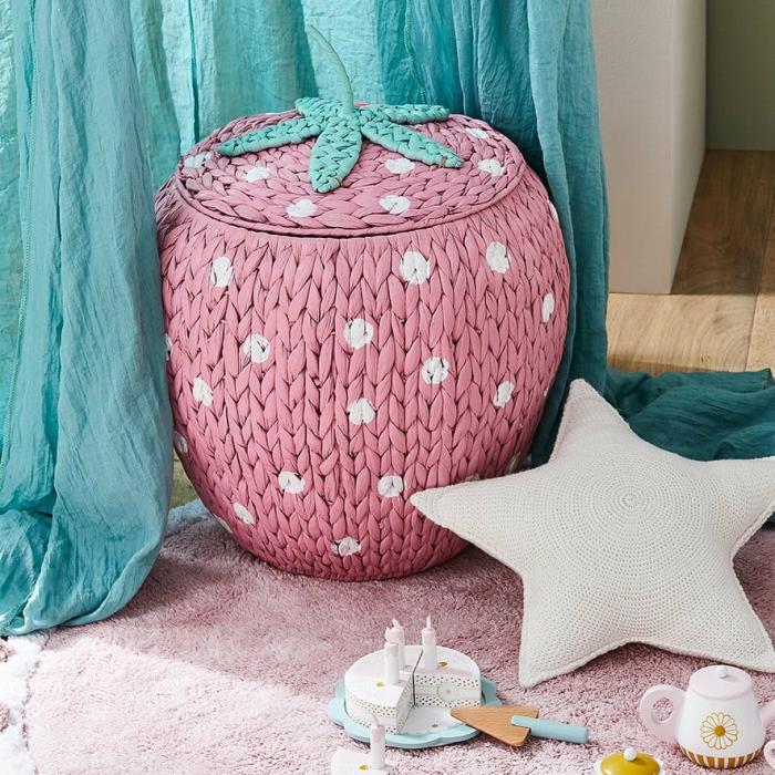 Baskets & Storage |  Strawberry Pink & Green Storage Basket Baskets & Storage Baskets & Storage