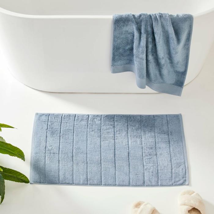 Bath Mats & Bath Runners |  Navara French Blue Solid Cotton Bamboo Bath Mat Bath Mats & Bath Runners Bath Mats & Bath Runners