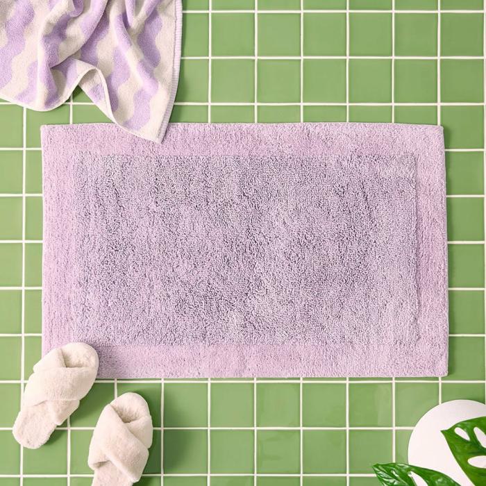 Bath Mats & Bath Runners |  Nicola Lilac Combed Cotton Bath Mat Bath Mats & Bath Runners Bath Mats & Bath Runners