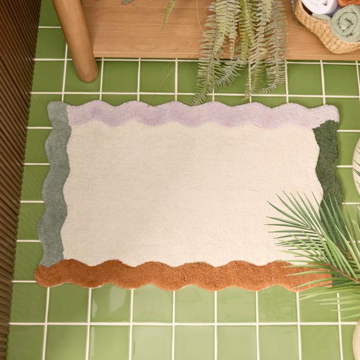 Bath Mats & Bath Runners |  Scallop Frame Seafoam & Lilac Bath Mat Bath Mats & Bath Runners Bath Mats & Bath Runners