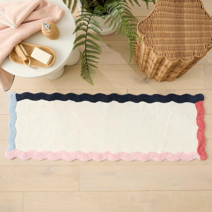 Bath Mats & Bath Runners |  Scallop Frame Strawberry & Indigo Bath Runner Bath Mats & Bath Runners Bath Mats & Bath Runners