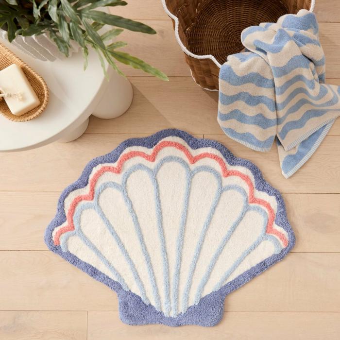 Bath Mats & Bath Runners |  Shell Chambray Blue Bath Mat Bath Mats & Bath Runners Bath Mats & Bath Runners