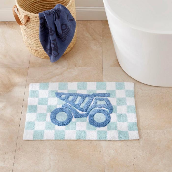 Bath Mats |  Construction Check Blue & Mint Bath Mat Bath Mats Bath Mats