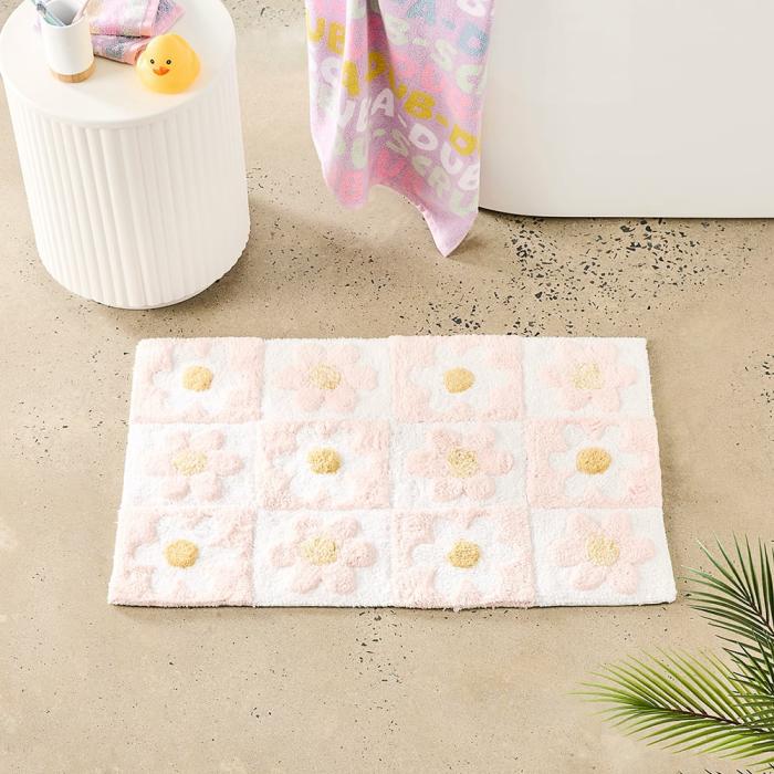 Bath Mats |  Daisy Check Pink & White Bath Mat Bath Mats Bath Mats