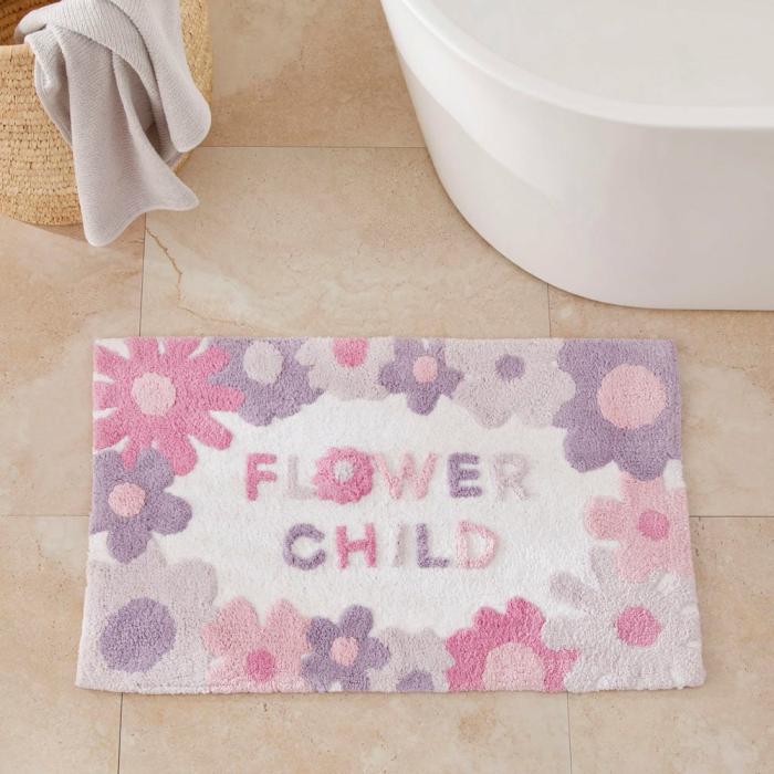 Bath Mats |  Flower Child Pink & Lilac Bath Mat Bath Mats Bath Mats