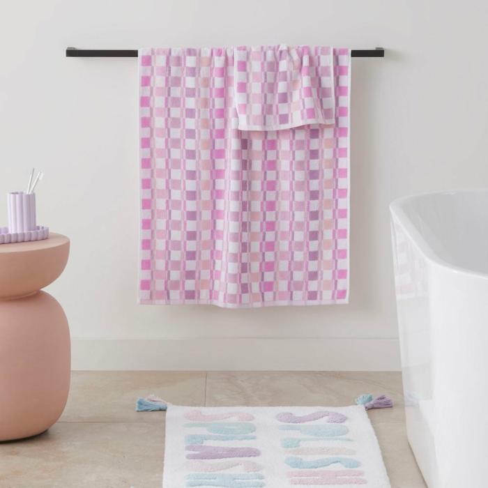 Bath Towels & Face Washers |  Charlie Check Pinks Towel Range Bath Towels & Face Washers Bath Towels & Face Washers