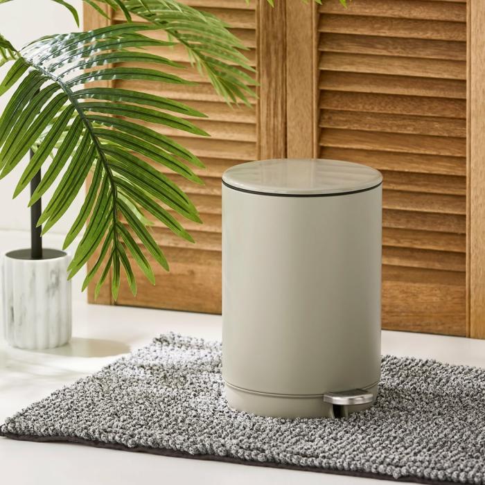 Bathroom Accessories |  Round Nutshell Metal Dust Bin Bathroom & Laundry Bathroom Accessories