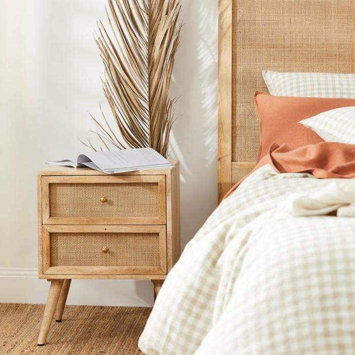 Bedside Tables |  Anjuna Natural 2 Drawer Bedside Table Bedroom Furniture Bedside Tables