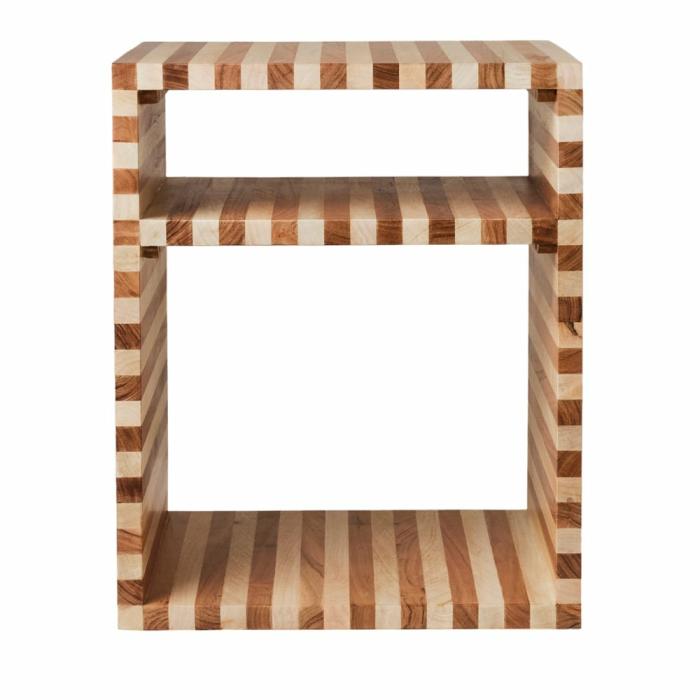 Bedside Tables |  Enzo Natural & Walnut Stripe Bedside Table Bedroom Furniture Bedside Tables