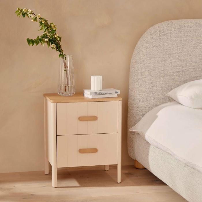 Bedside Tables |  Harley Almond Bedside Table Bedroom Furniture Bedside Tables