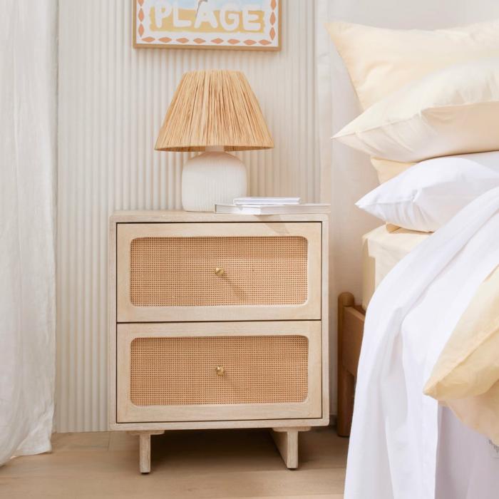 Bedside Tables |  Seattle White Wash 2 Drawer Bedside Table Bedroom Furniture Bedside Tables