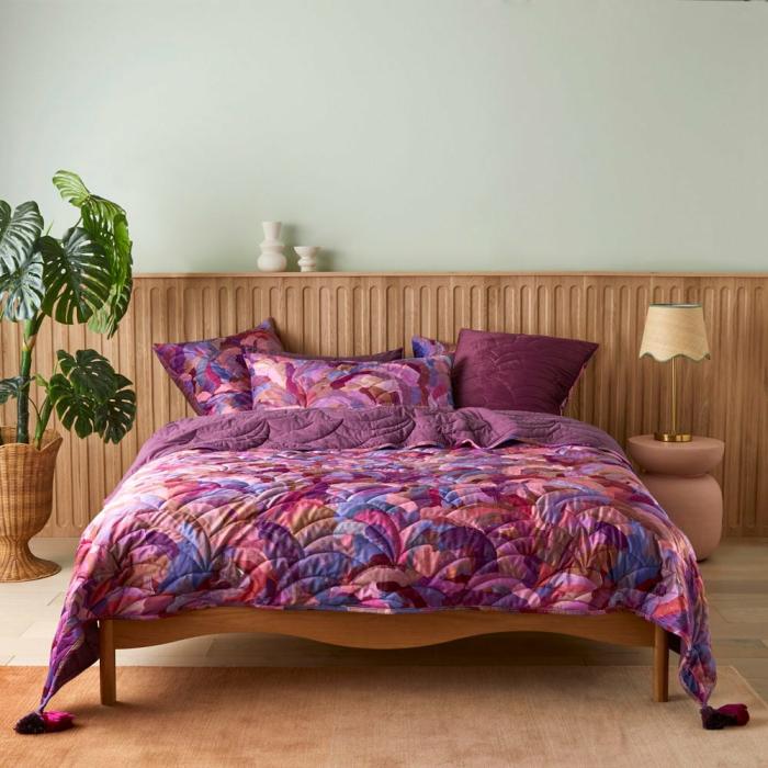 Coverlets |  Erin Reinboth Raspberry Dreaming Velvet Quilted Coverlet Separates Bedlinen Coverlets