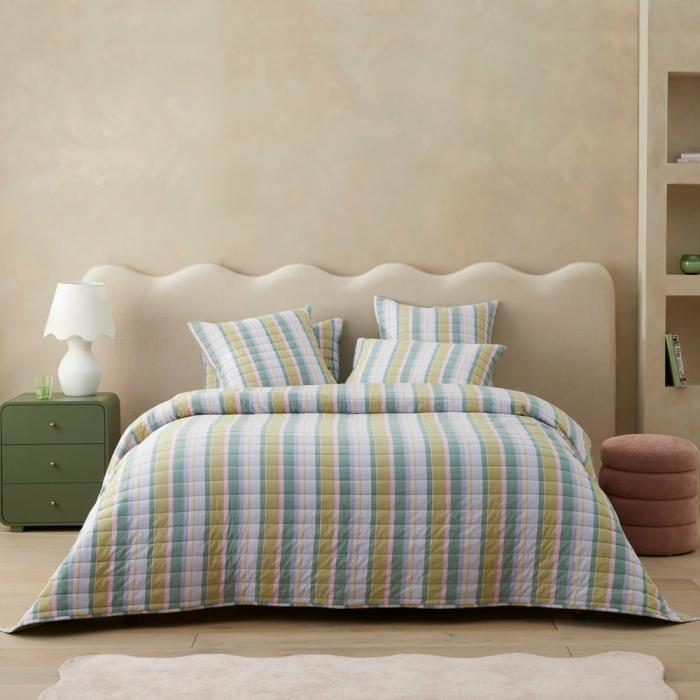 Coverlets |  Sephora Stripe Garden Green Quilted Coverlet Separates Bedlinen Coverlets