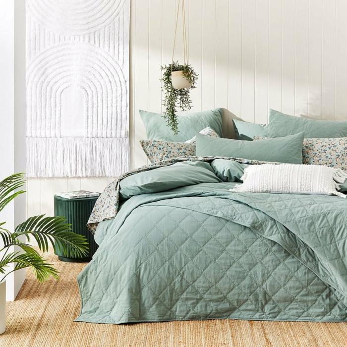 Coverlets |  Stonewashed Cotton Gumleaf Quilted Coverlet Separates Bedlinen Coverlets