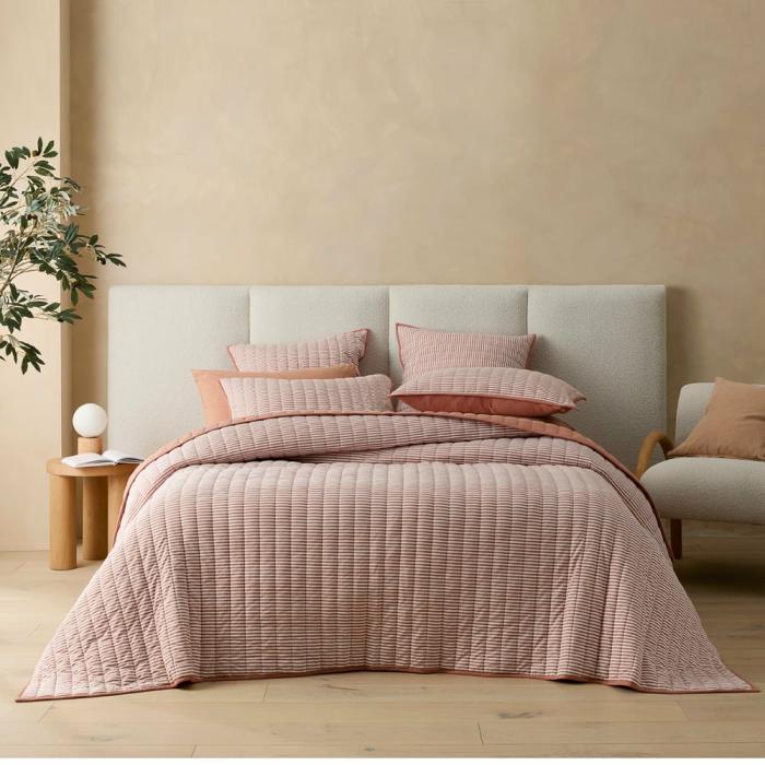 Coverlets |  Ultra Soft Jersey Clay & Clay Stripe Quilted Coverlet Separates Bedlinen Coverlets