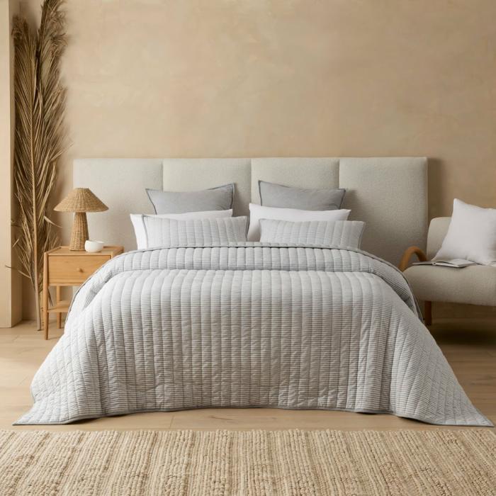 Coverlets |  Ultra Soft Jersey Grey Marble & Grey Stripe Quilted Coverlet Separates Bedlinen Coverlets