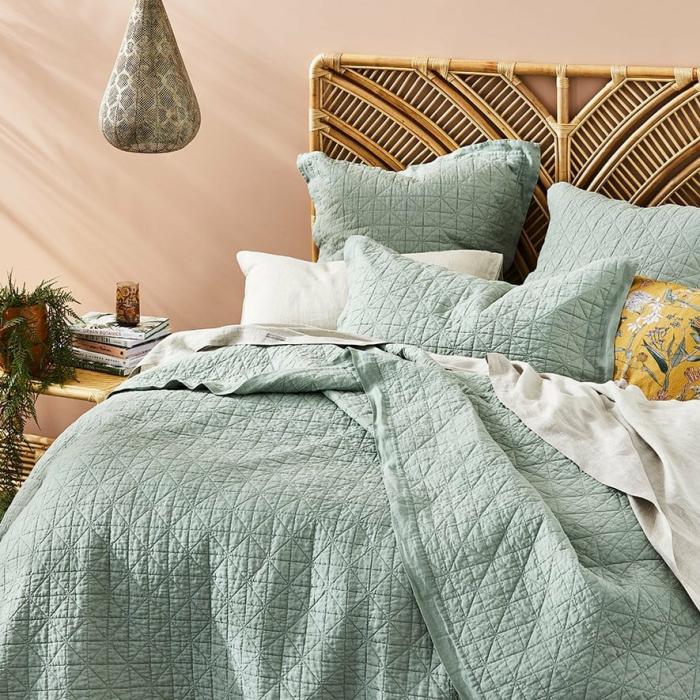 Coverlets |  Vintage Washed Linen Eucalyptus Quilted Coverlet Separates Bedlinen Coverlets