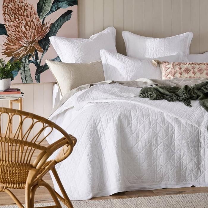 Coverlets |  Vintage Washed Linen White Coverlet Separates Bedlinen Coverlets