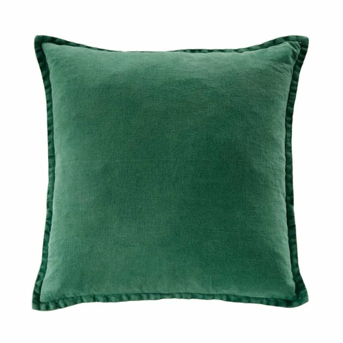 Cushions |  Belgian Antique Green Vintage Washed Linen Cushion Cushions Cushions