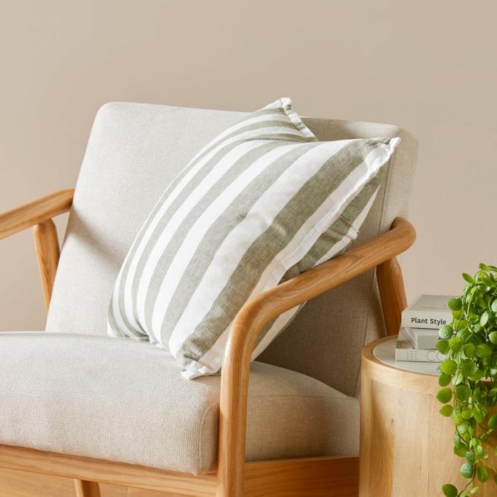 Cushions |  Belgian Forest Stripe Vintage Washed Linen Cushion Cushions Cushions