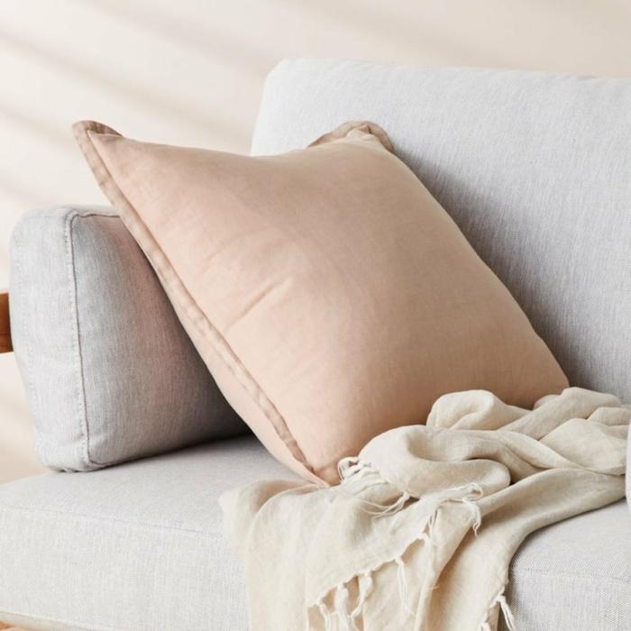 Cushions |  Belgian Nude Pink Vintage Washed Linen Cushion Cushions Cushions