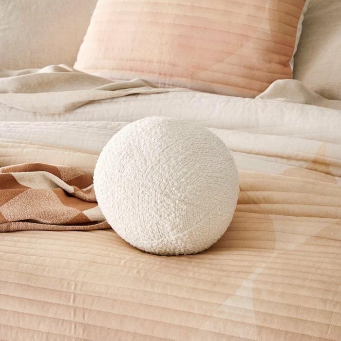 Cushions |  Boucle White Ball Cushion Cushions Cushions