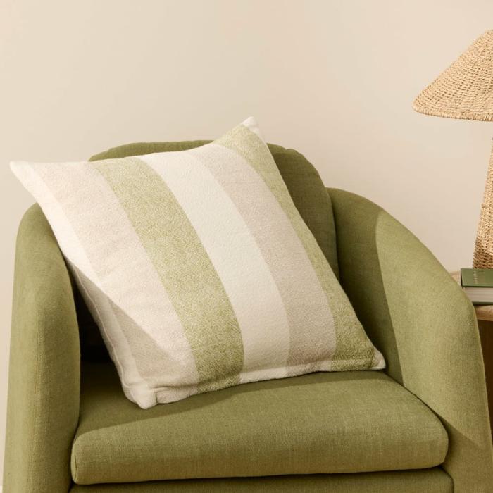 Cushions |  Cabo Natural & Olive Green Stripe Cushion Cushions Cushions