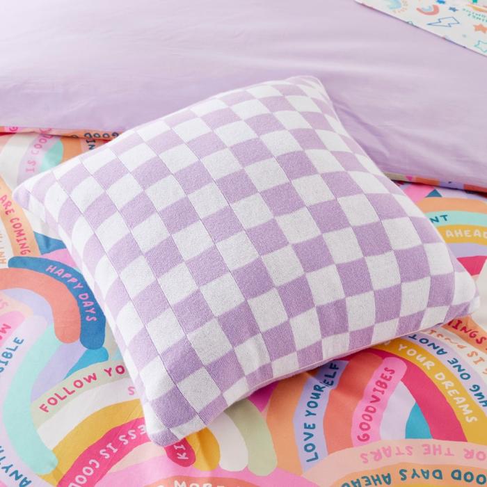 Cushions |  Check Lilac Knit Cushion Cushions Cushions