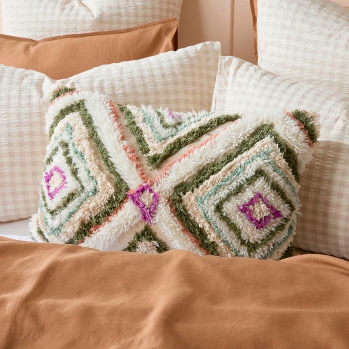 Cushions |  Cora Natural & Green Tufted Cushion Cushions Cushions