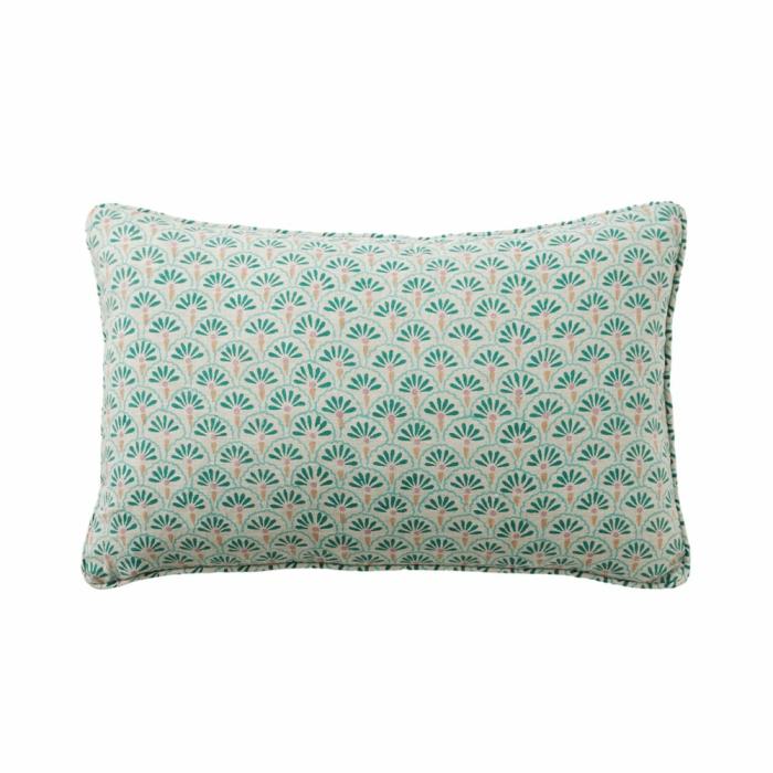 Cushions |  Delhi Woodblock Andrina Green Linen Cushion Cushions Cushions