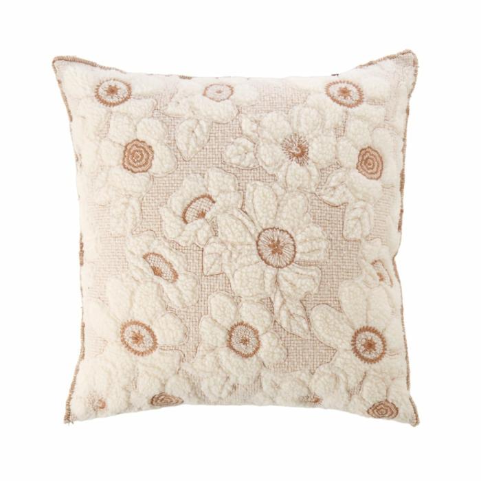 Cushions |  Dreamer Natural Floral Sherpa Cushion Cushions Cushions