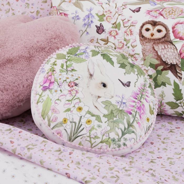 Cushions |  Fleur Harris Springtime Bunny Multi Round Velvet Cushion Cushions Cushions