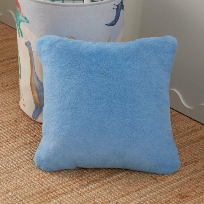 Cushions |  Frankie Blue Chambray Faux Fur Cushion Cushions Cushions