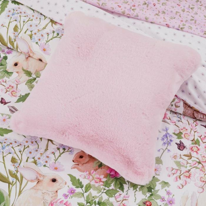 Cushions |  Frankie Powder Pink Faux Fur Cushion Cushions Cushions