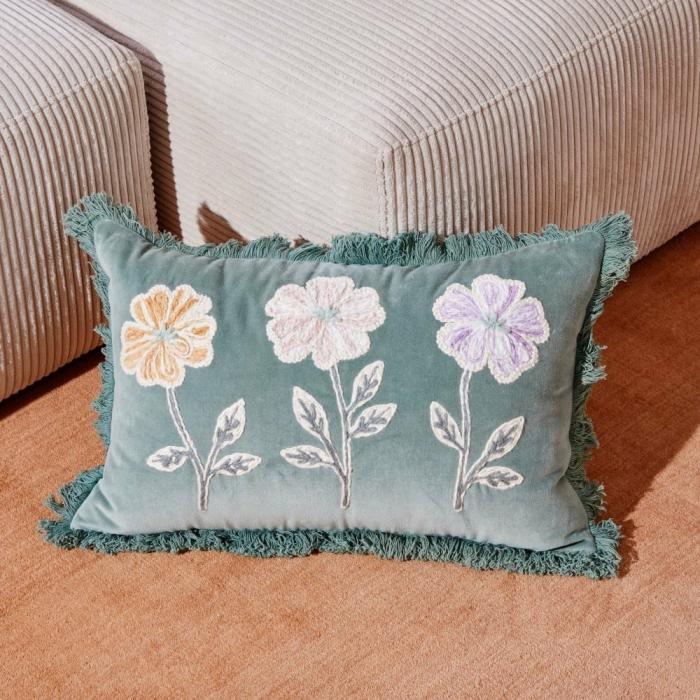 Cushions |  Haisley Seafoam Floral Cushion Cushions Cushions