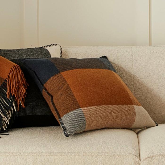 Cushions |  Holland Navy & Brown Wool Cushion Cushions Cushions