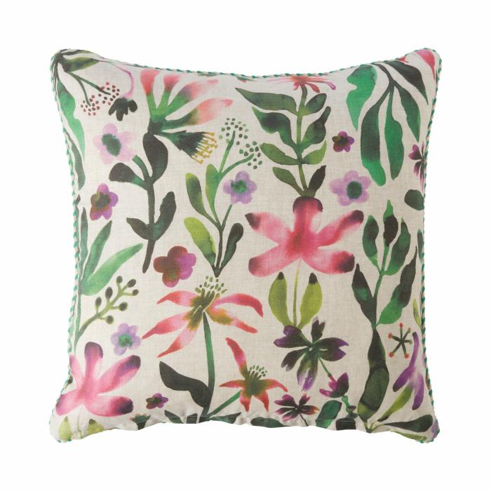 Cushions |  Inka Garden Green Linen Cushion Cushions Cushions