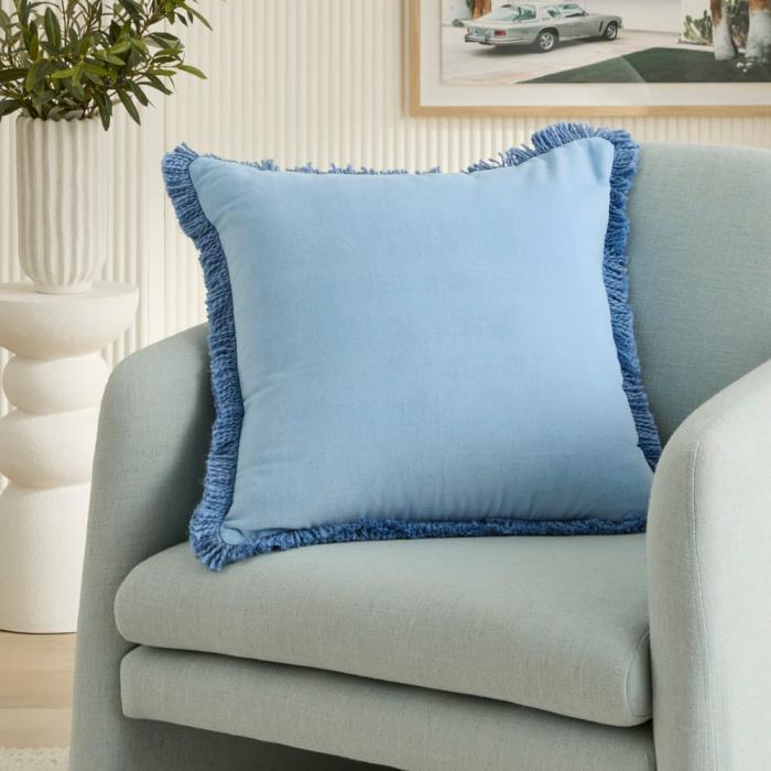 Cushions |  Mirri Chambray Blue Velvet Cushion Cushions Cushions