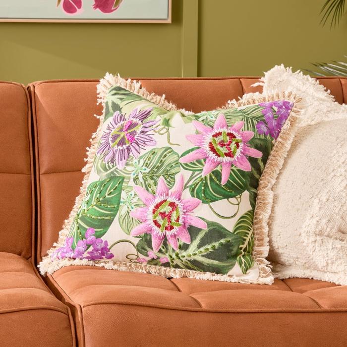 Cushions |  Passionflower Green Cushion Cushions Cushions