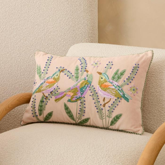 Cushions |  Sephora Green Bird Velvet Cushion Cushions Cushions