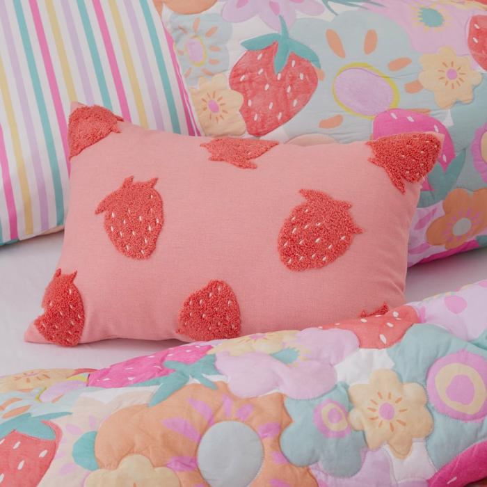 Cushions |  Strawberry Summer Pink Tufted Cushion Cushions Cushions