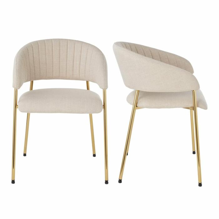 Dining Chairs, Tables & Counter Stools |  Shelby Beige & Gold Dining Chair Set Of 2 Dining Chairs, Tables & Counter Stools Dining Chairs, Tables & Counter Stools