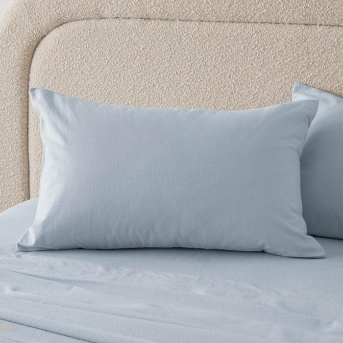 Flannelette |  Flannelette Ice Blue Plain Dye Pillowcases Bedlinen Flannelette