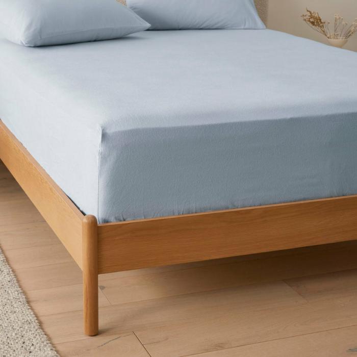 Flannelette |  Flannelette Ice Blue Plain Dye Sheet Separates Bedlinen Flannelette