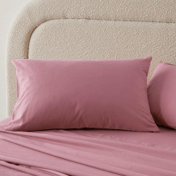 Flannelette |  Flannelette Mauve Plain Dye Pillowcases Bedlinen Flannelette