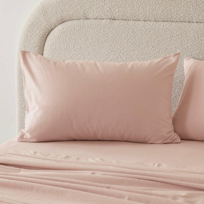 Flannelette |  Flannelette Pink Plain Dye Pillowcases Bedlinen Flannelette