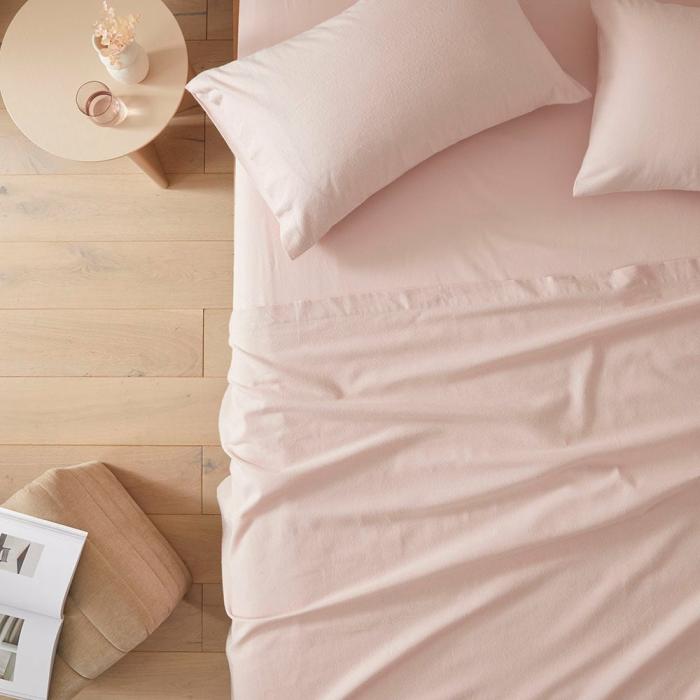 Flannelette |  Flannelette Plain Pink Sheet Set Bedlinen Flannelette